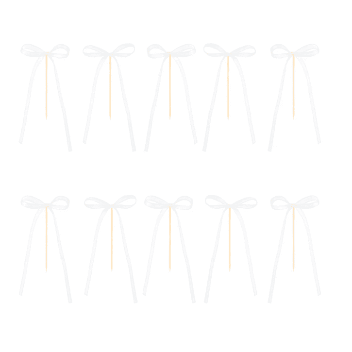 Zápich mašličky bílé 10ks - Party Pal