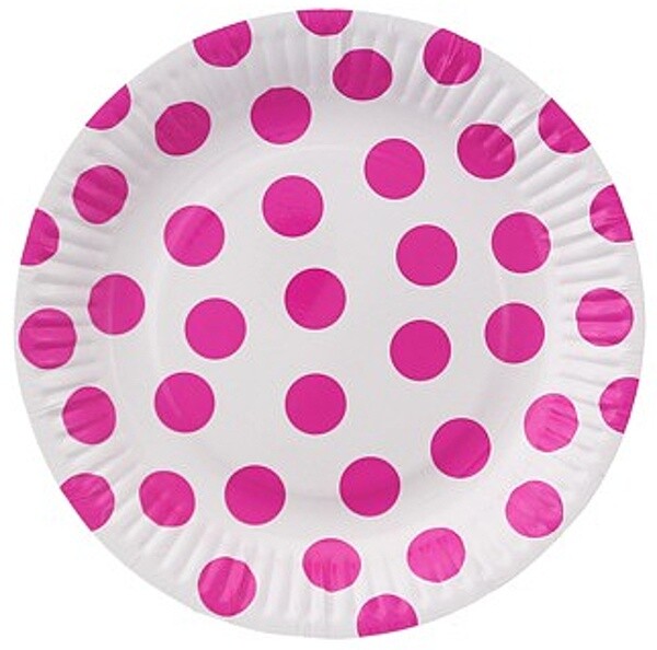 Talířky papírové puntík růžový 6ks