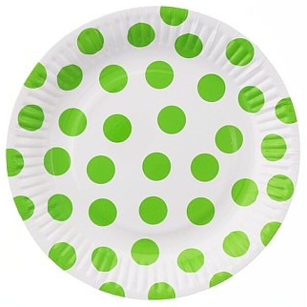 Talířky papírové puntík zelený 6ks