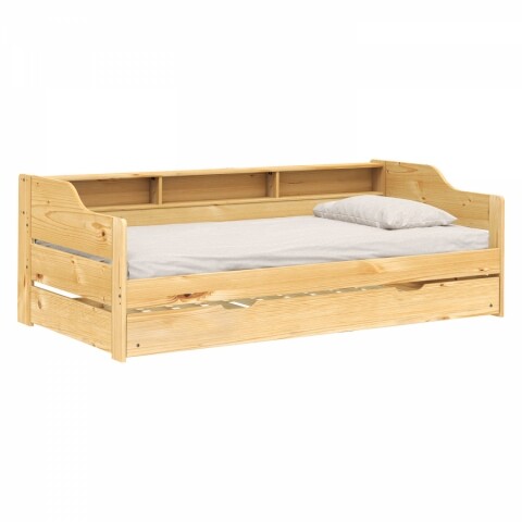 Postel 90x200 s přistýlkou masiv borovice jednolůžko se zásuvkami LILI lak Idea