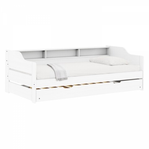 Postel s přistýlkou masiv borovice 90x200 jednolůžko se zásuvkami LILI bílý lak Idea