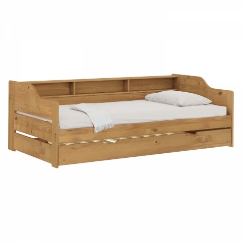Postel s přistýlkou masiv borovice 90x200 jednolůžko se zásuvkami LILI vosk Idea
