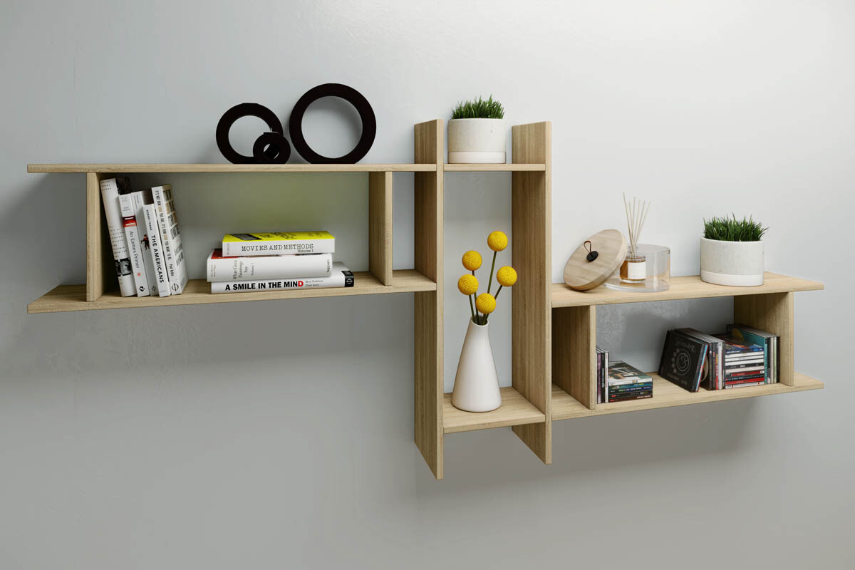 VCM Nástěnná police Sirola Maxi, sonoma dub