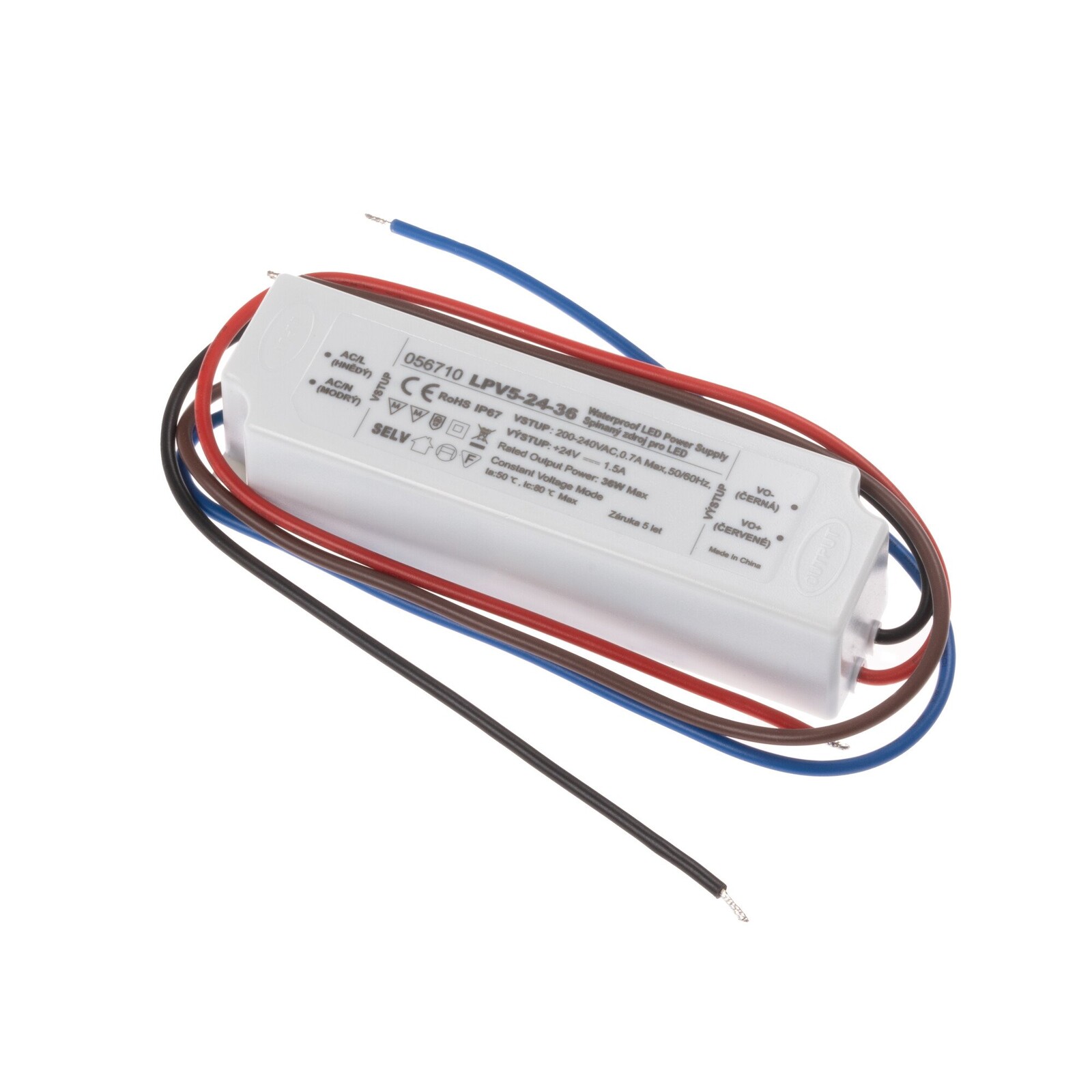 LED zdroj/trafo 24V 36W LPV5-24-36 v krytí IP67 hybrid CV+CC
