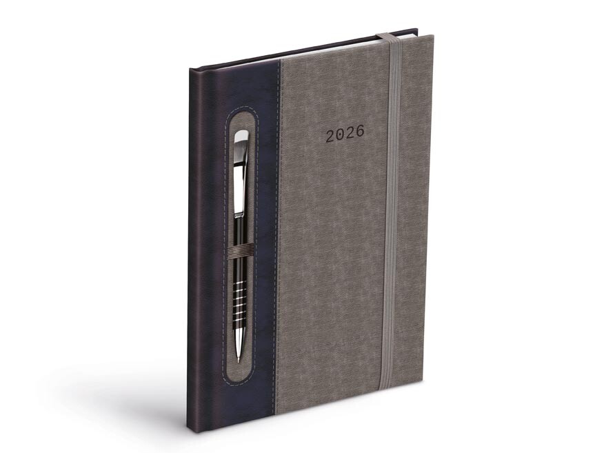 MFP 7781481 Diář 2026 T805 PU dark blue/gray - na propisku s gumkou