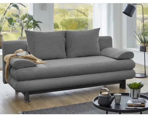 Rozkládací pohovka Bert, středně šedá strukturovaná látka