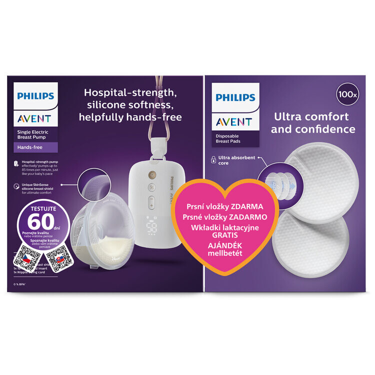Philips AVENT Odsávačka mateřského mléka elektrická Hands-Free Premium Plus SCF531/11+Dárek