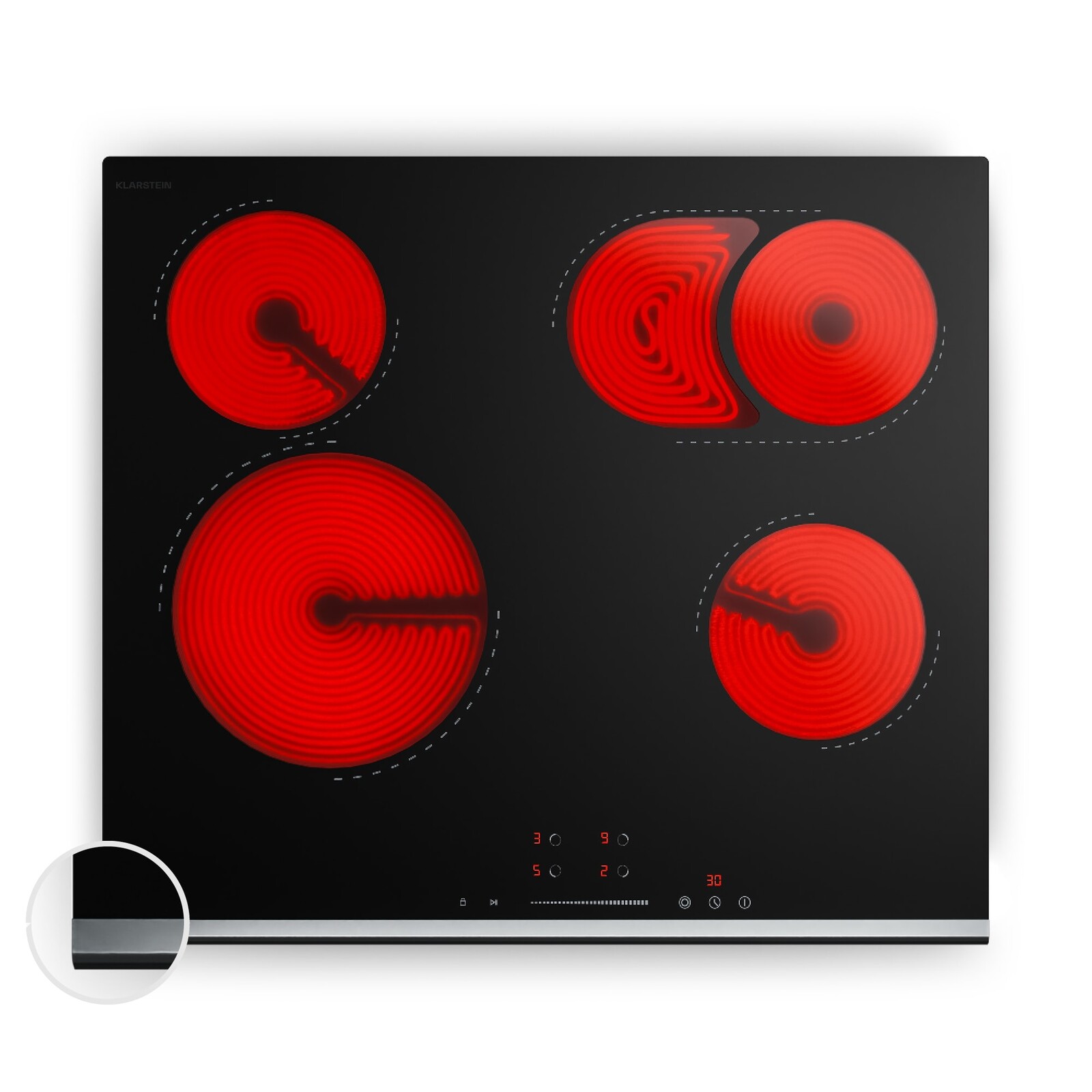 Klarstein Verosteel sklokeramická varná deska | 4 zóny | Minimalistická, Výkonná | 6600 W | 60 cm