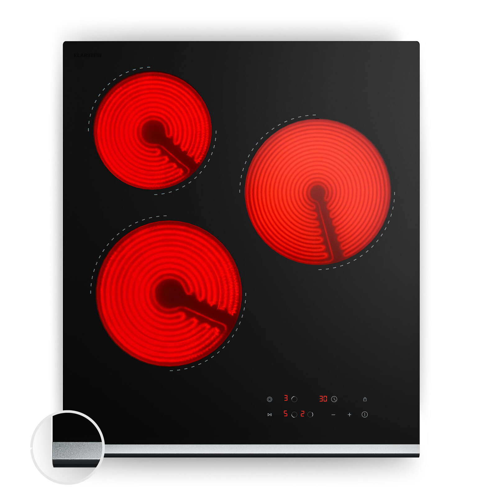 Klarstein Verosteel sklokeramická deska | 3 zóny | Minimalistická |