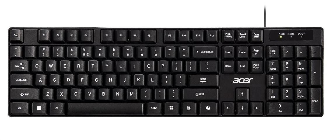 Acer AKW100/Drátové USB-A/CZ-SK layout/Černá