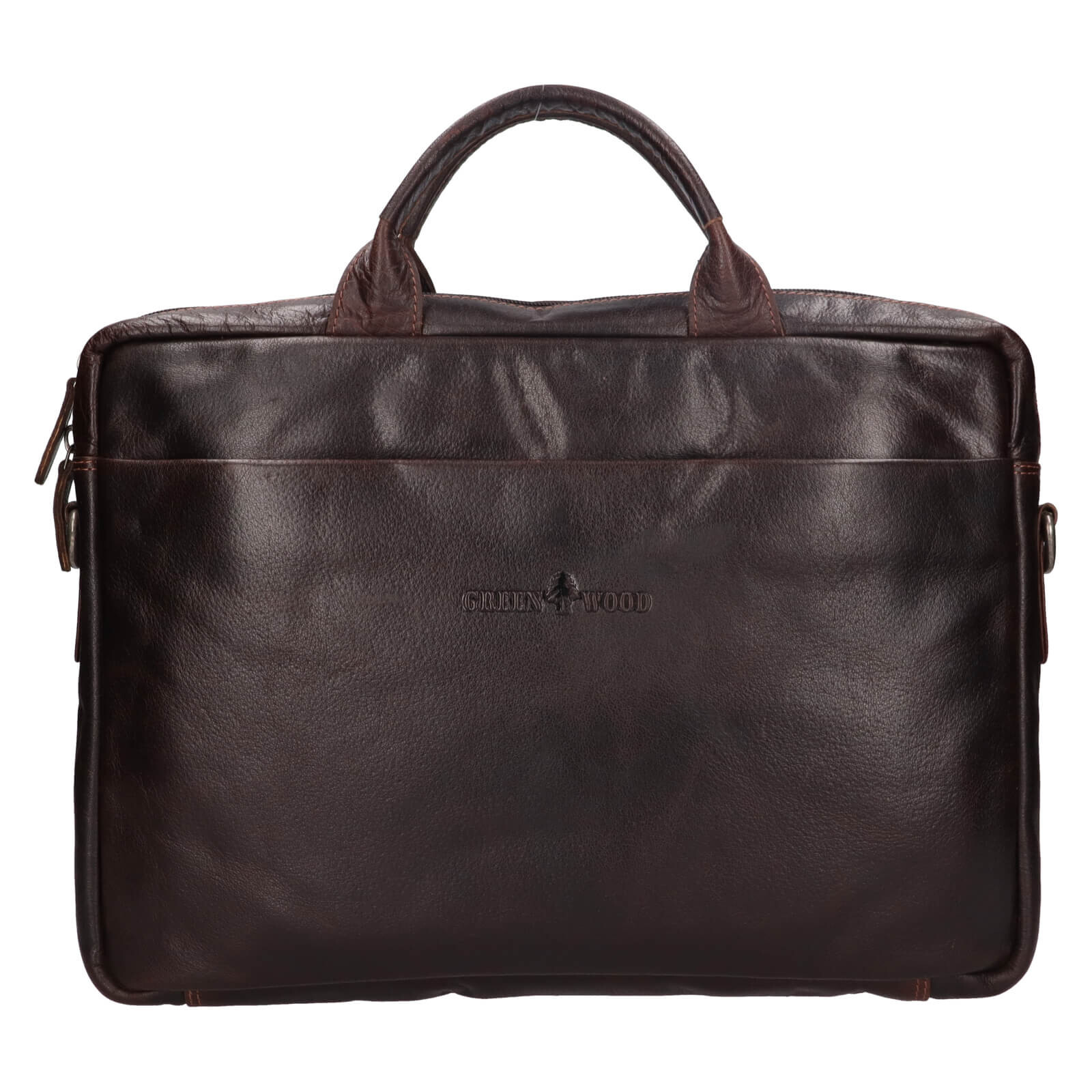 Kožená taška na notebook Greenwood Amos - tmavě hnědá