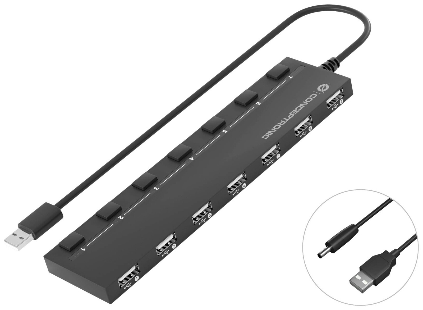 Conceptronic HUBBIES 7-Port-USB-2.0-Hub 7 portů USB 3.0 hub černá