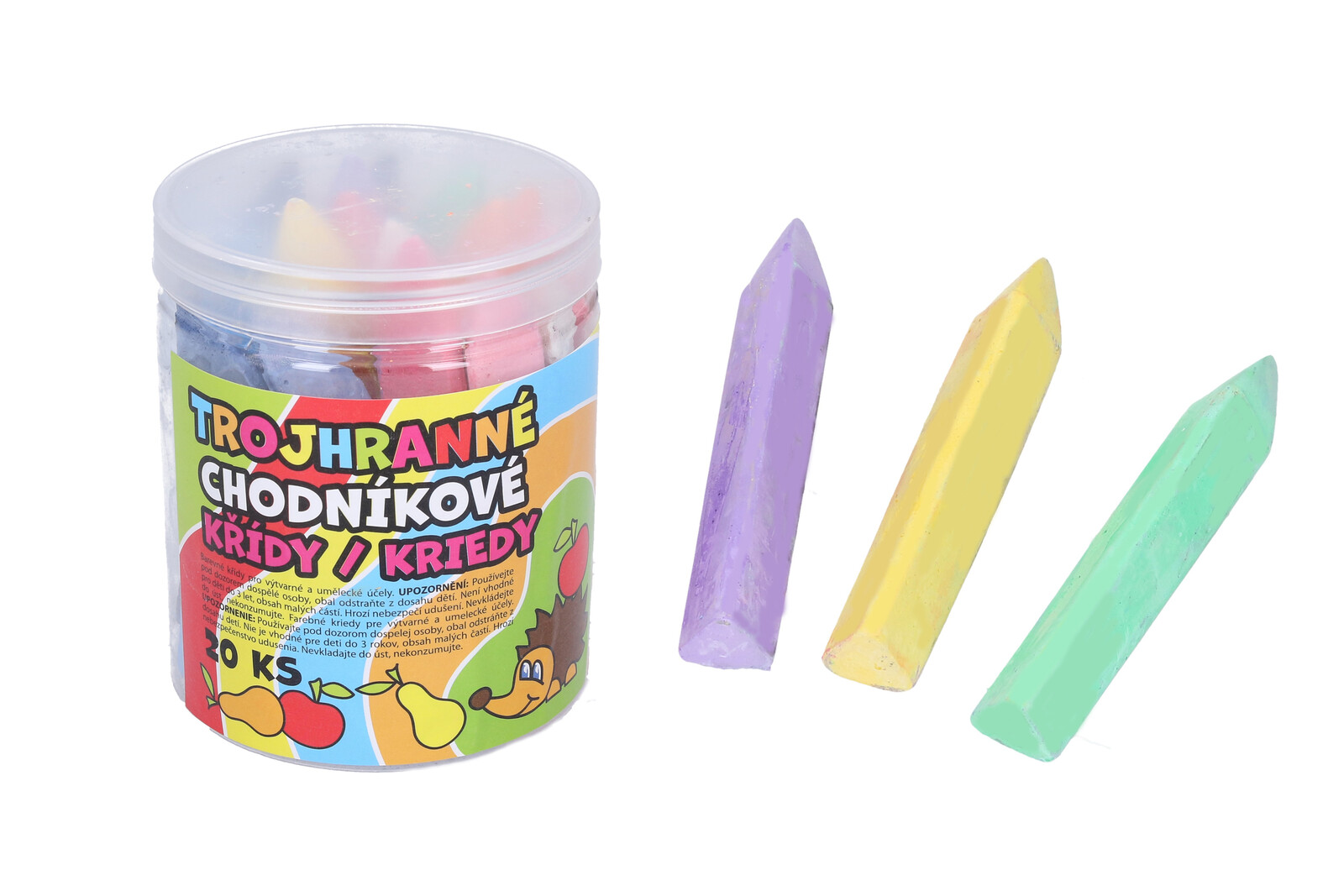 Křídy chodníkové barevné 20ks trojhranné