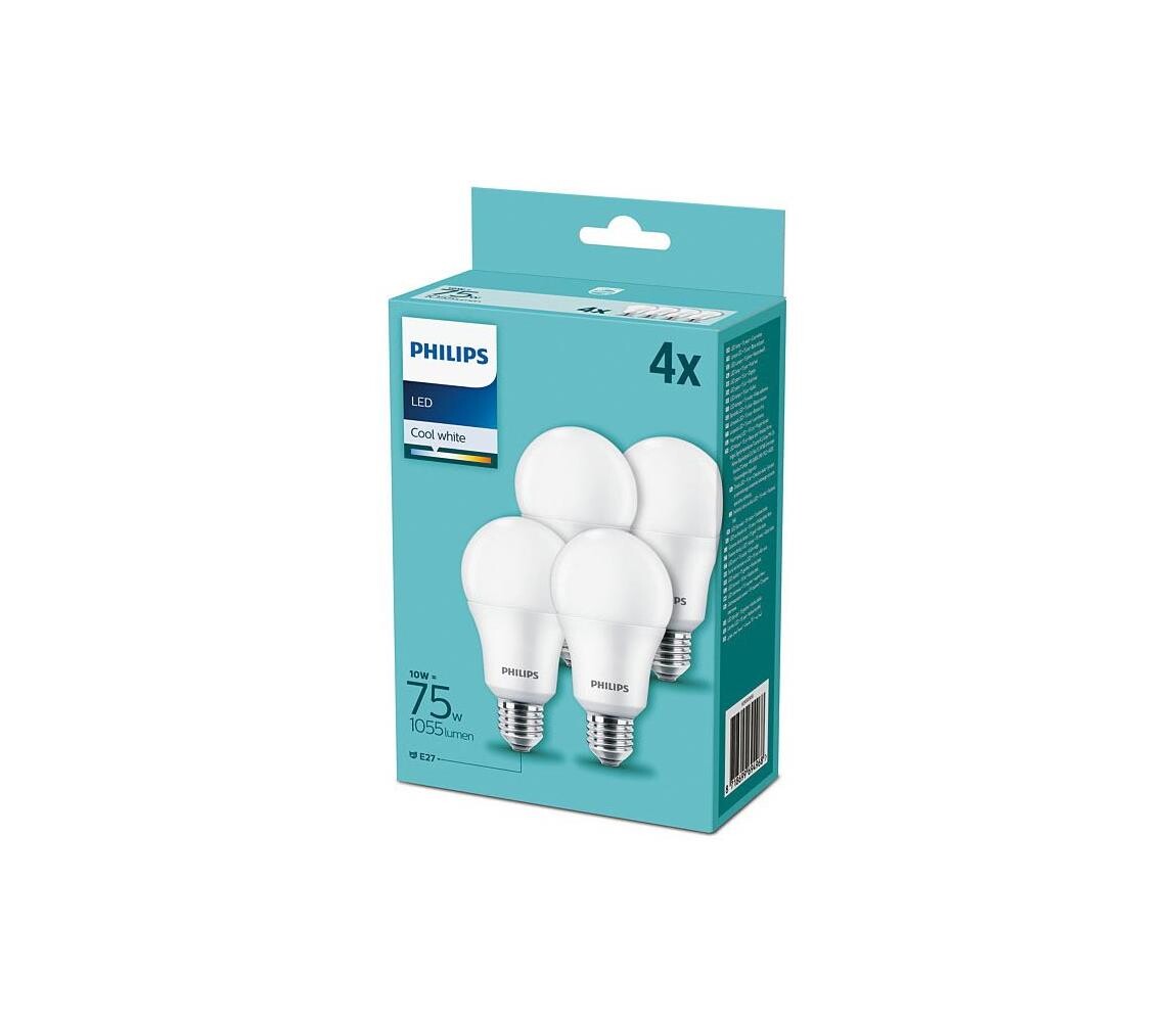 Philips SADA 4x LED Žárovka Philips A60 E27/10W/230V 4000K
