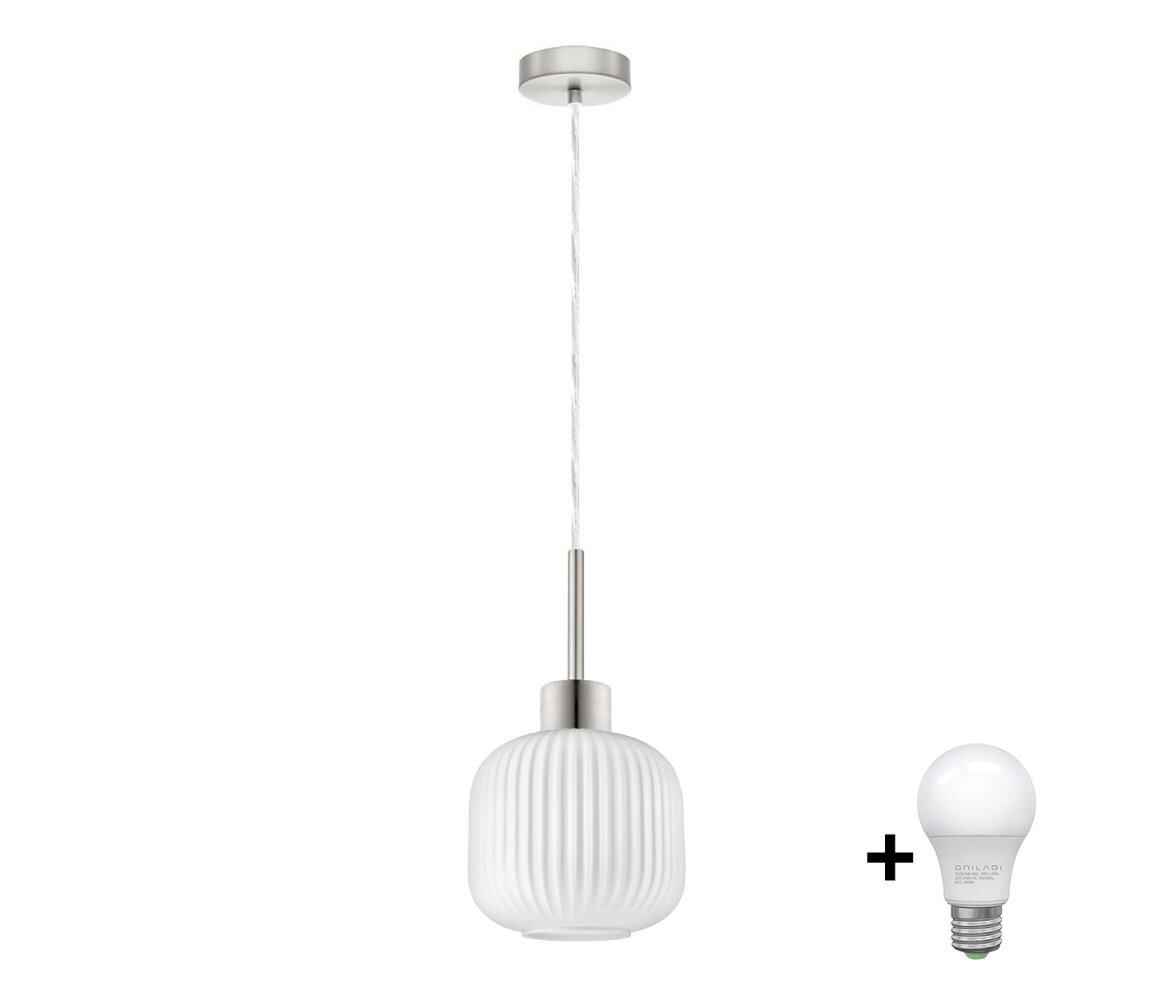 Eglo LED Lustr na lanku HARMA 1xE27/60W/230V pr. 20 cm matný chrom/bílá