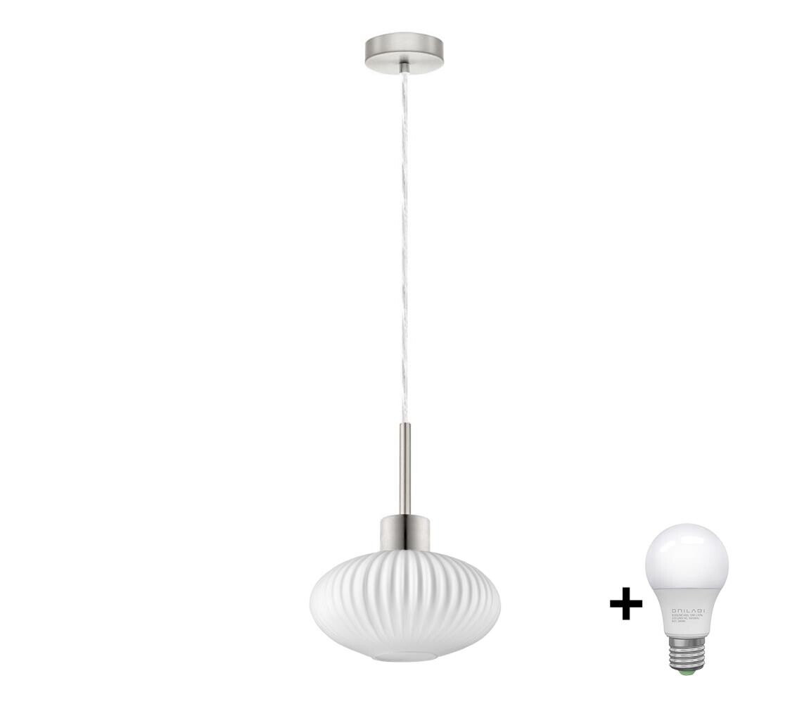 Eglo LED Lustr na lanku HARMA 1xE27/60W/230V pr. 25 cm matný chrom/bílá