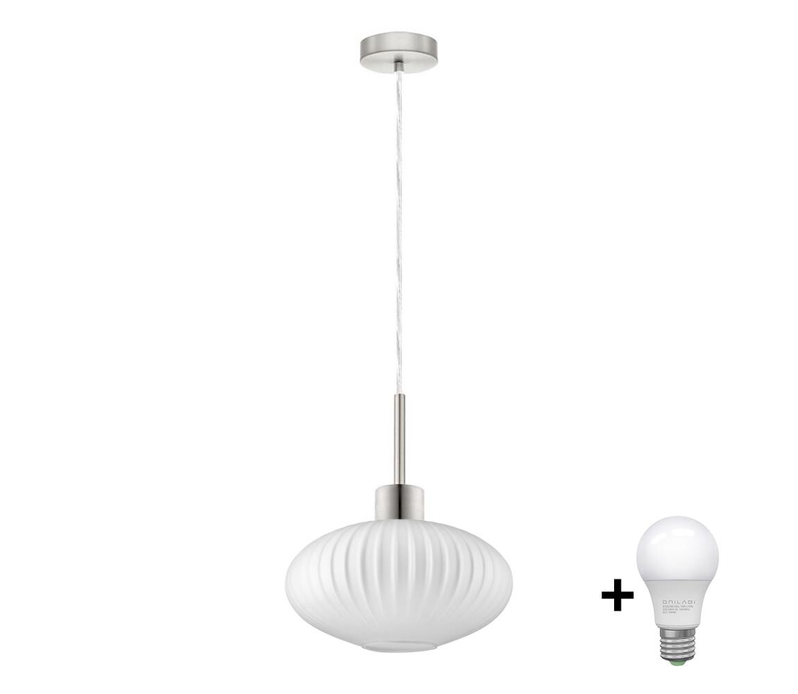 Eglo LED Lustr na lanku HARMA 1xE27/60W/230V pr. 30 cm matný chrom/bílá