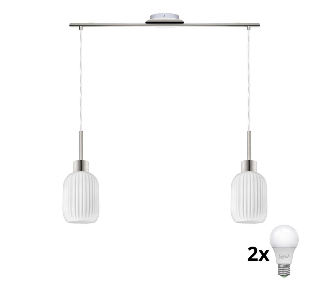 Eglo LED Lustr na lanku HARMA 2xE27/60W/230V matný chrom/bílá