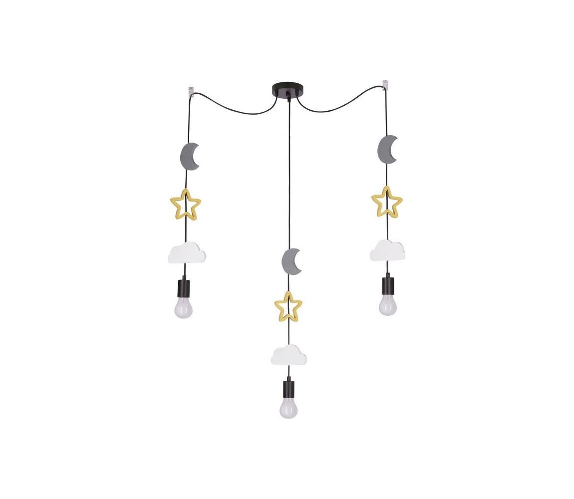 Dětský lustr na lanku TRIO 3xE27/20W/230V šedá/žlutá/bílá