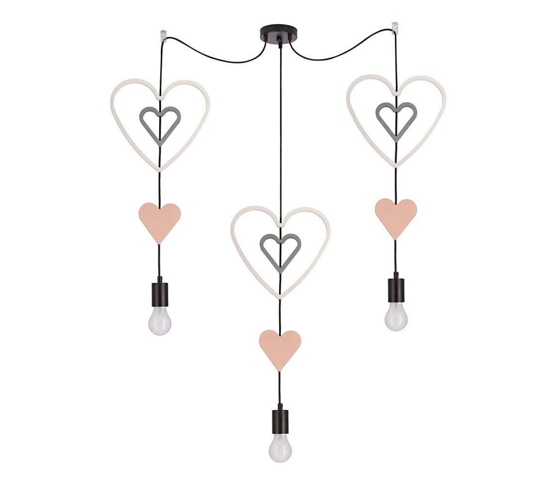 Dětský lustr na lanku TRIO 3xE27/20W/230V růžová/bílá/šedá