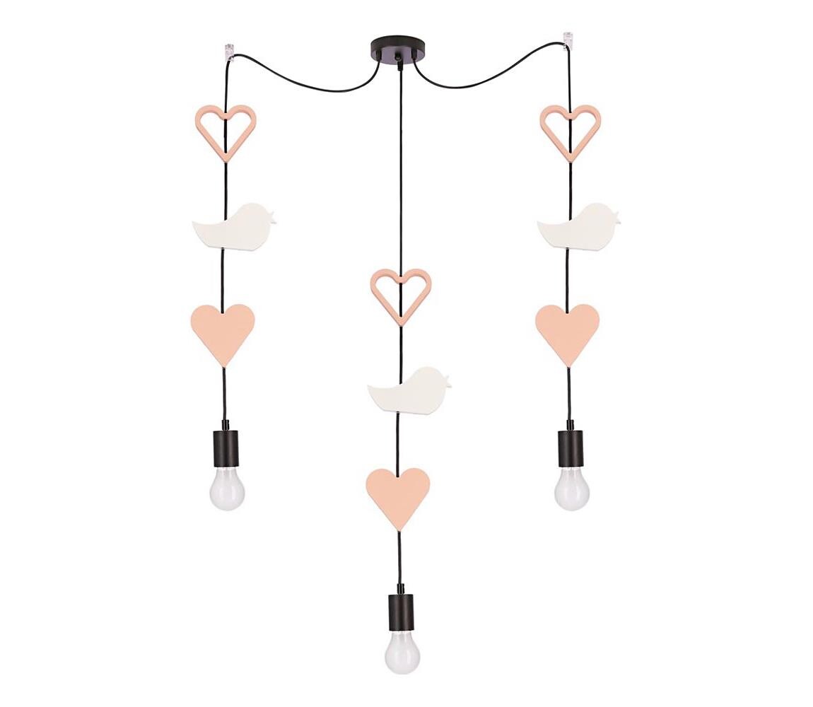 Dětský lustr na lanku TRIO 3xE27/20W/230V růžová/bílá