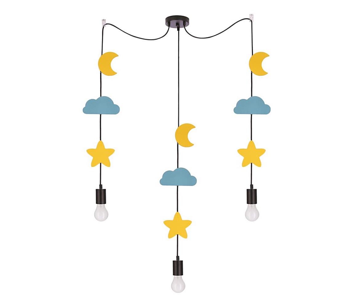 Dětský lustr na lanku TRIO 3xE27/20W/230V žlutá/modrá