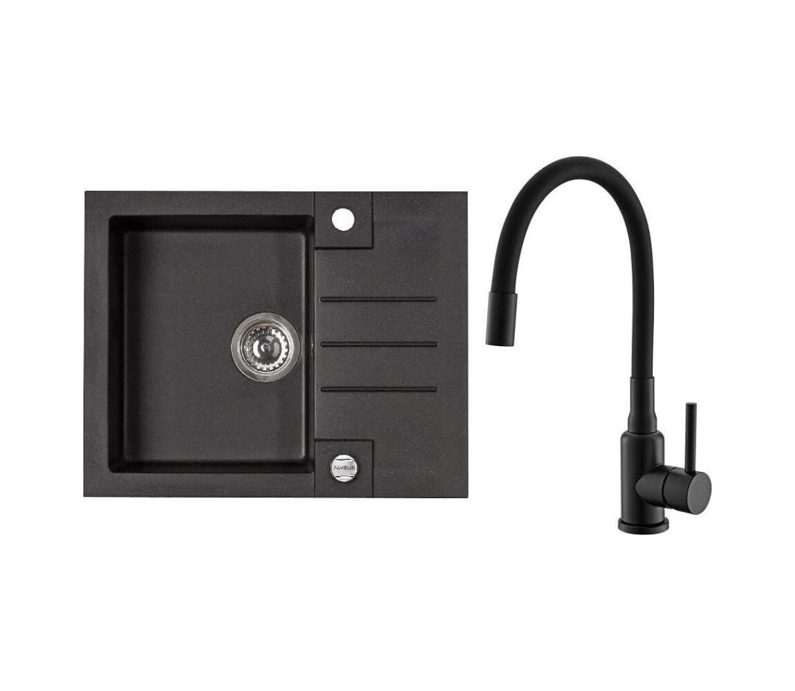 ALVEUS ALVEUS SETA23236 - Kuchyňský dřez ROCK+dřezová baterie MINTAS 34 cm granit/černá