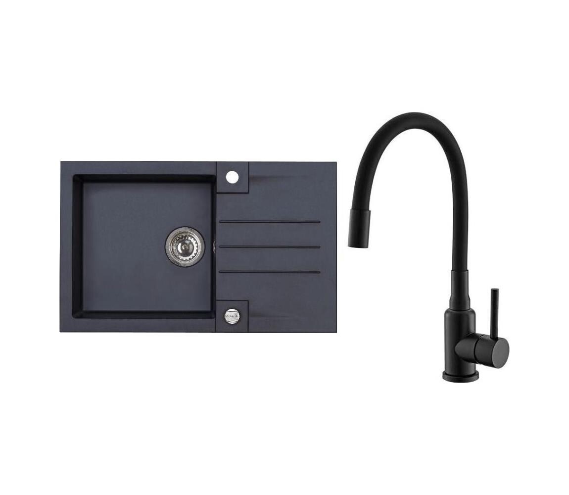 ALVEUS ALVEUS SETA23201 - Kuchyňský dřez ROCK+dřezová baterie MINTAS 34 cm granit/černá