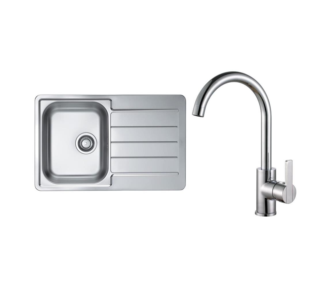 ALVEUS ALVEUS SET0026 - Kuchyňský dřez LINE + dřezová baterie TONIA 29,5 cm satin/chrom
