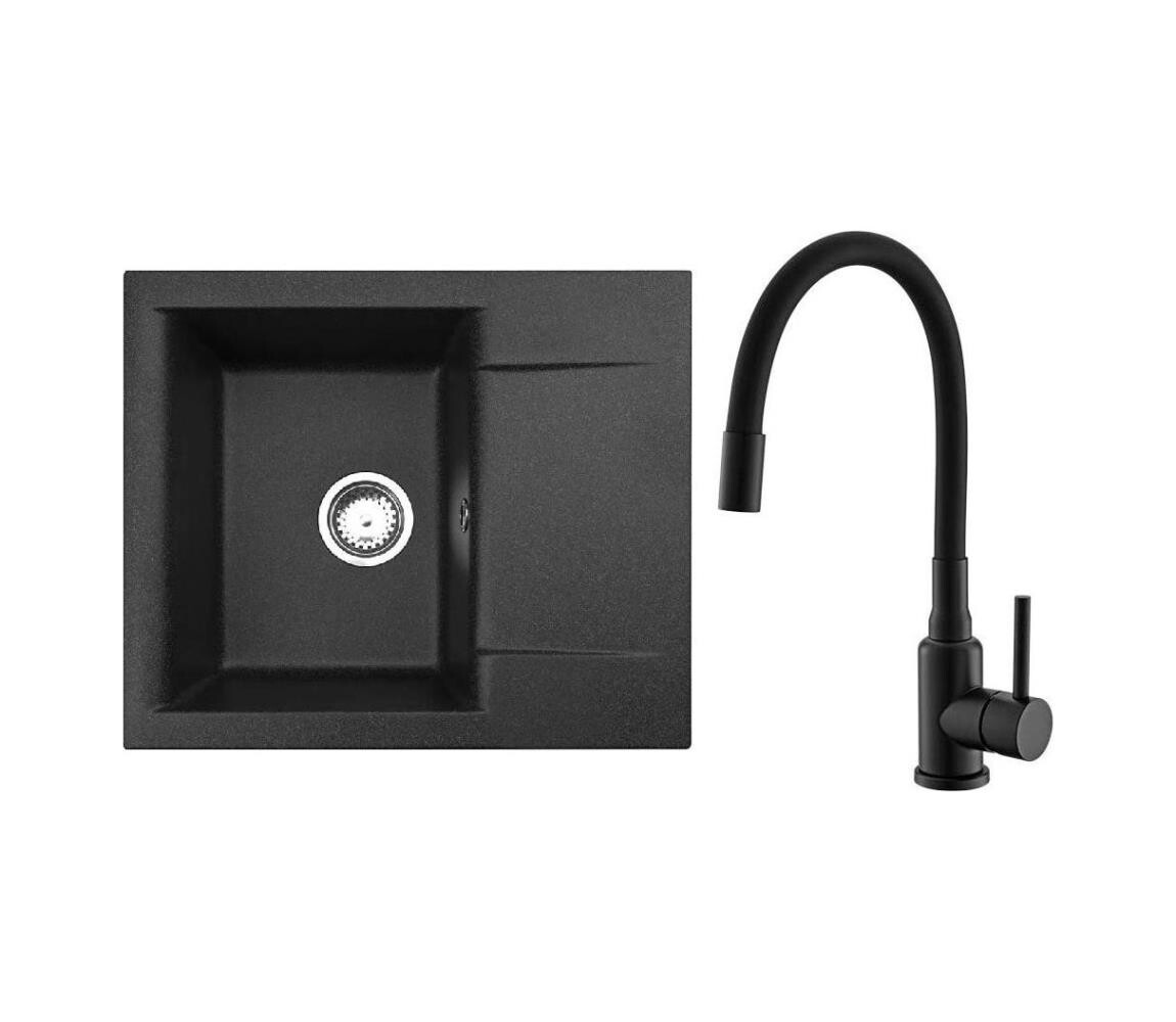 ALVEUS ALVEUS SETA23197 - Kuchyňský dřez CADIT+dřezová baterie MINTAS 34cm granit/černá