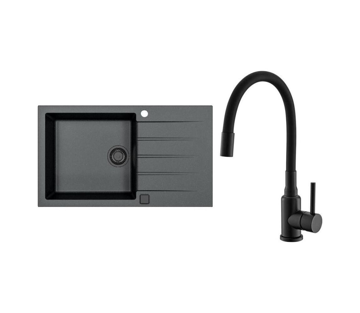 ALVEUS ALVEUS SETA23232 - Kuchyňský dřez CADIT+dřezová baterie MINTAS 34cm granit/černá