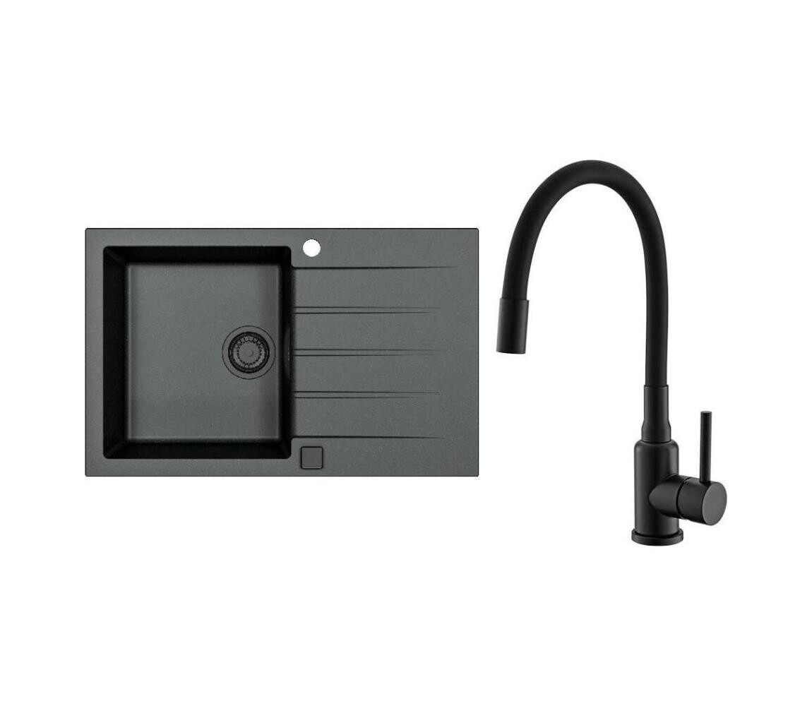 ALVEUS ALVEUS SETA23231 - Kuchyňský dřez CADIT+dřezová baterie MINTAS 34cm granit/černá