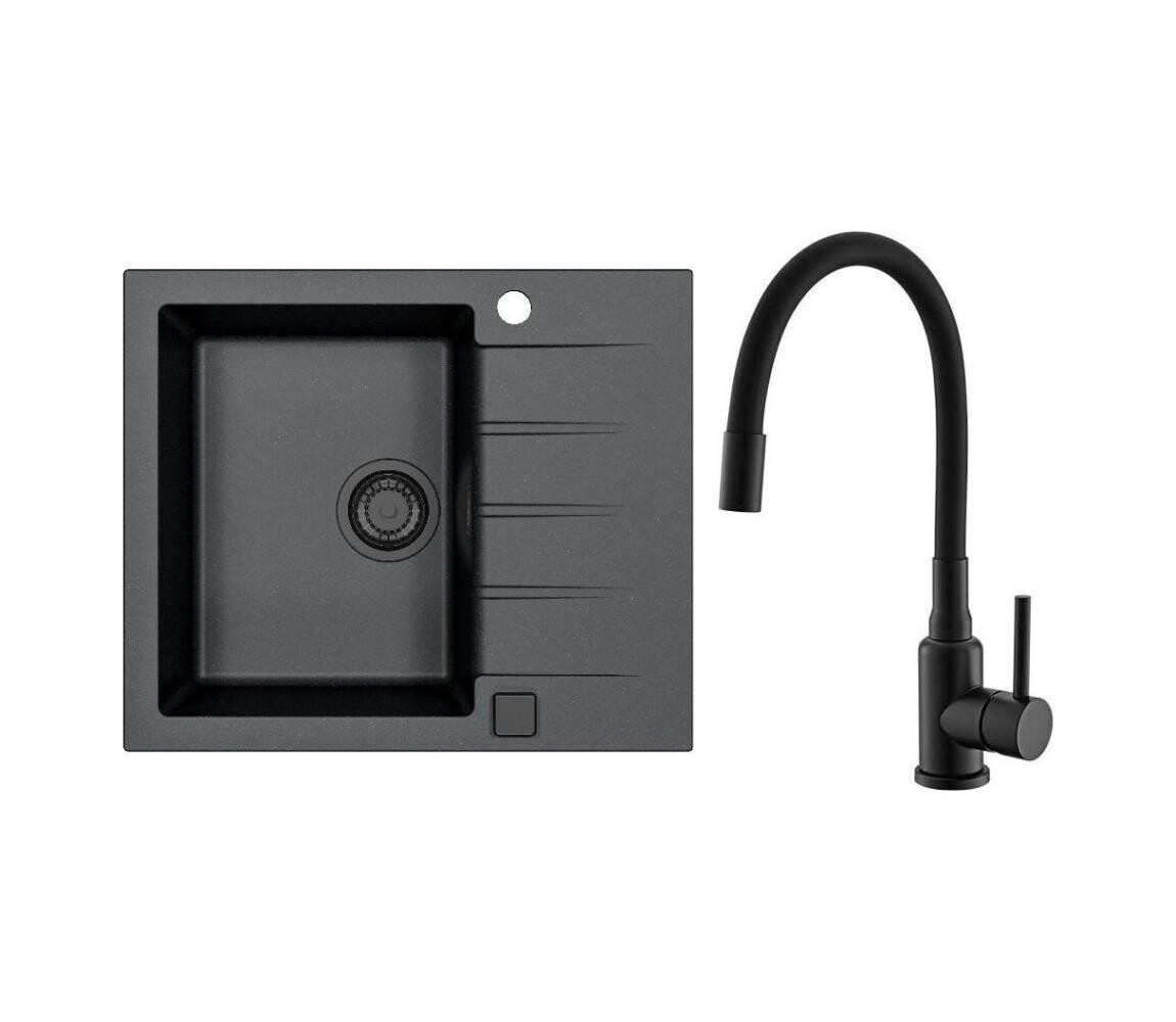ALVEUS ALVEUS SETA23230 - Kuchyňský dřez CADIT+dřezová baterie MINTAS 34cm granit/černá
