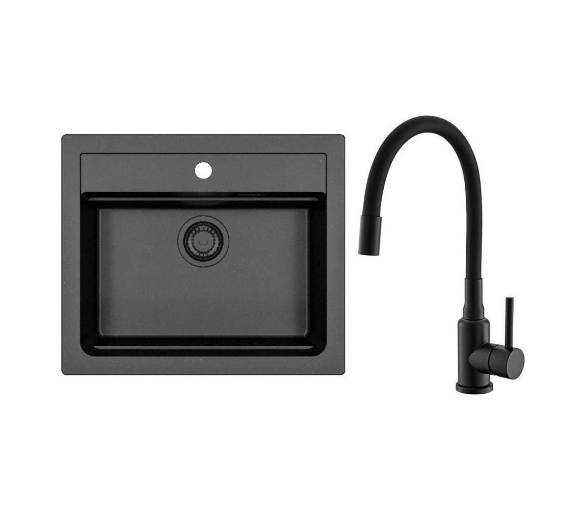 ALVEUS ALVEUS SETA23228 - Kuchyňský dřez ATROX+dřezová baterie MINTAS 34cm granit/černá