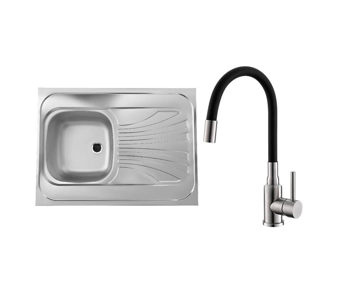 ALVEUS ALVEUS SETA24019 -Kuchyňský dřez CLASSIC+dřezová baterie MINTAS 34 cm ocel/černá