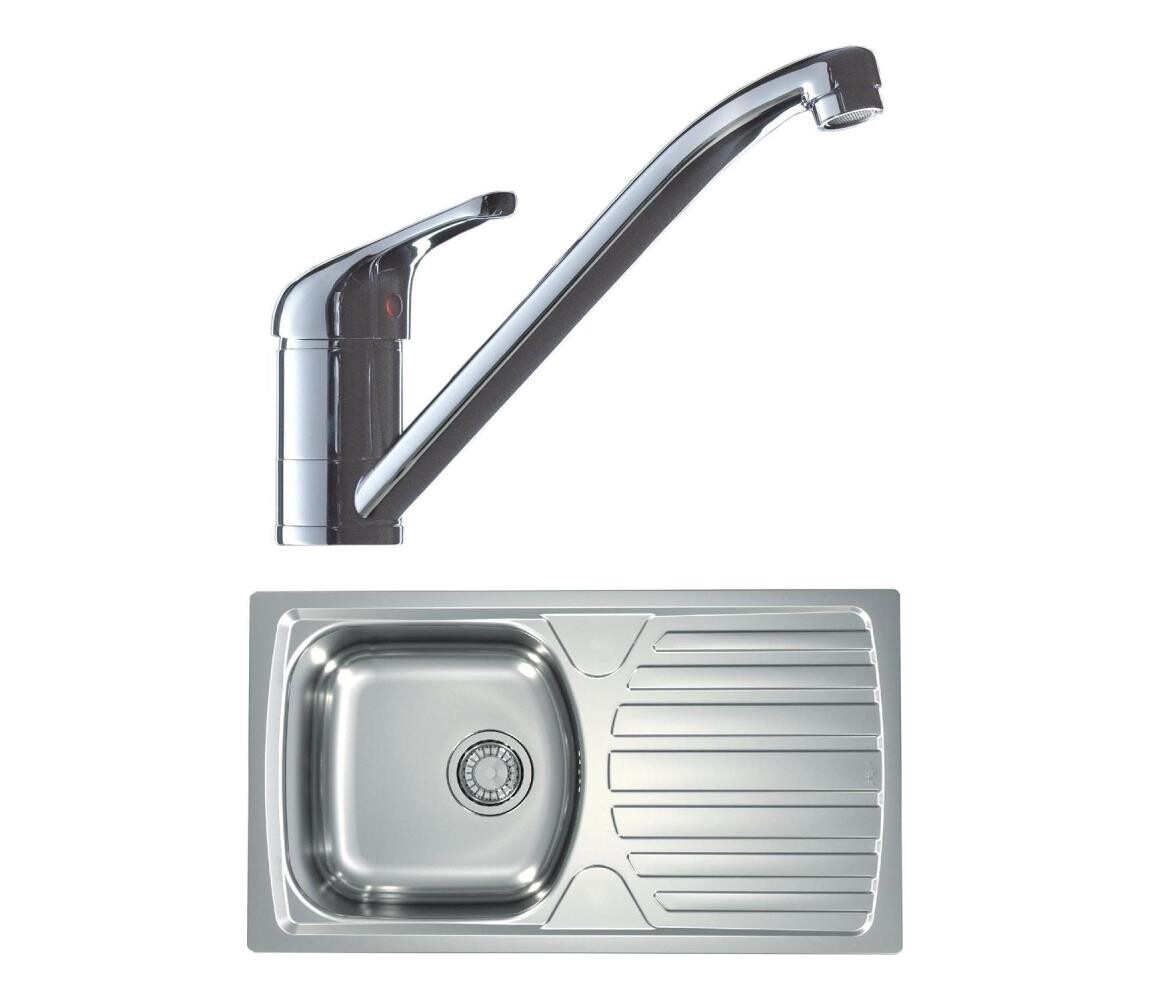 ALVEUS ALVEUS SETA259 - Kuchyňský dřez BASIC+dřezová baterie RIVIERA 14,8cm satin/chrom