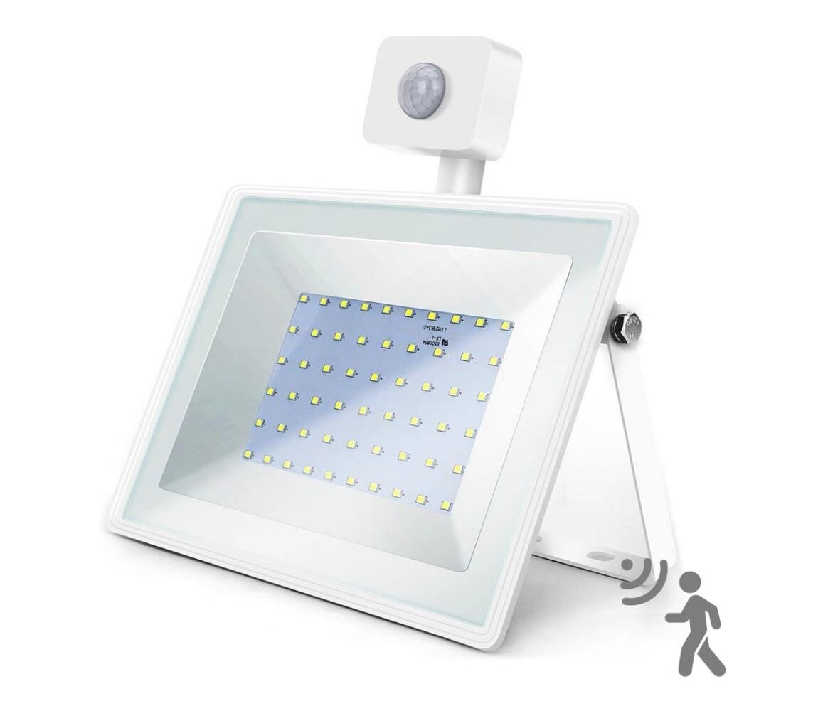 B.V.  - LED Reflektor se senzorem LED/50W/230V 6400K IP65 bílá