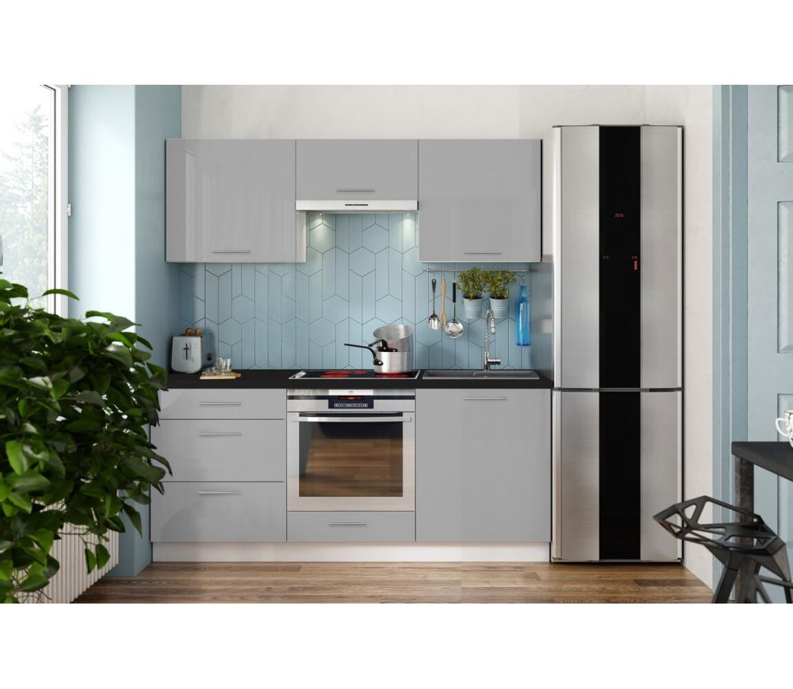 Kuchyňská linka CELESTE 180 cm lesklá šedá