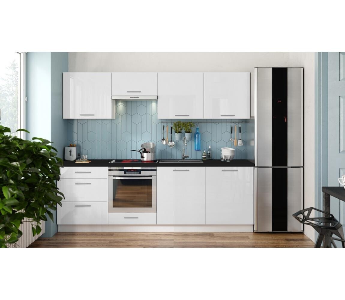 Kuchyňská linka CELESTE 240 cm lesklá bílá