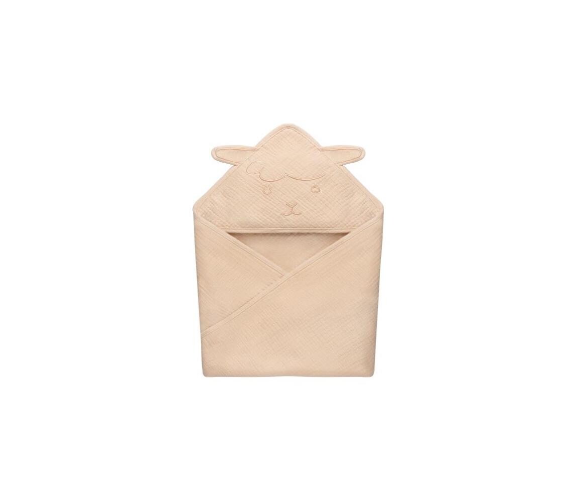 Lionelo Lionelo - Dětská osuška s kapucí MUSLIN HOODED TOWEL Beige Cappuccino