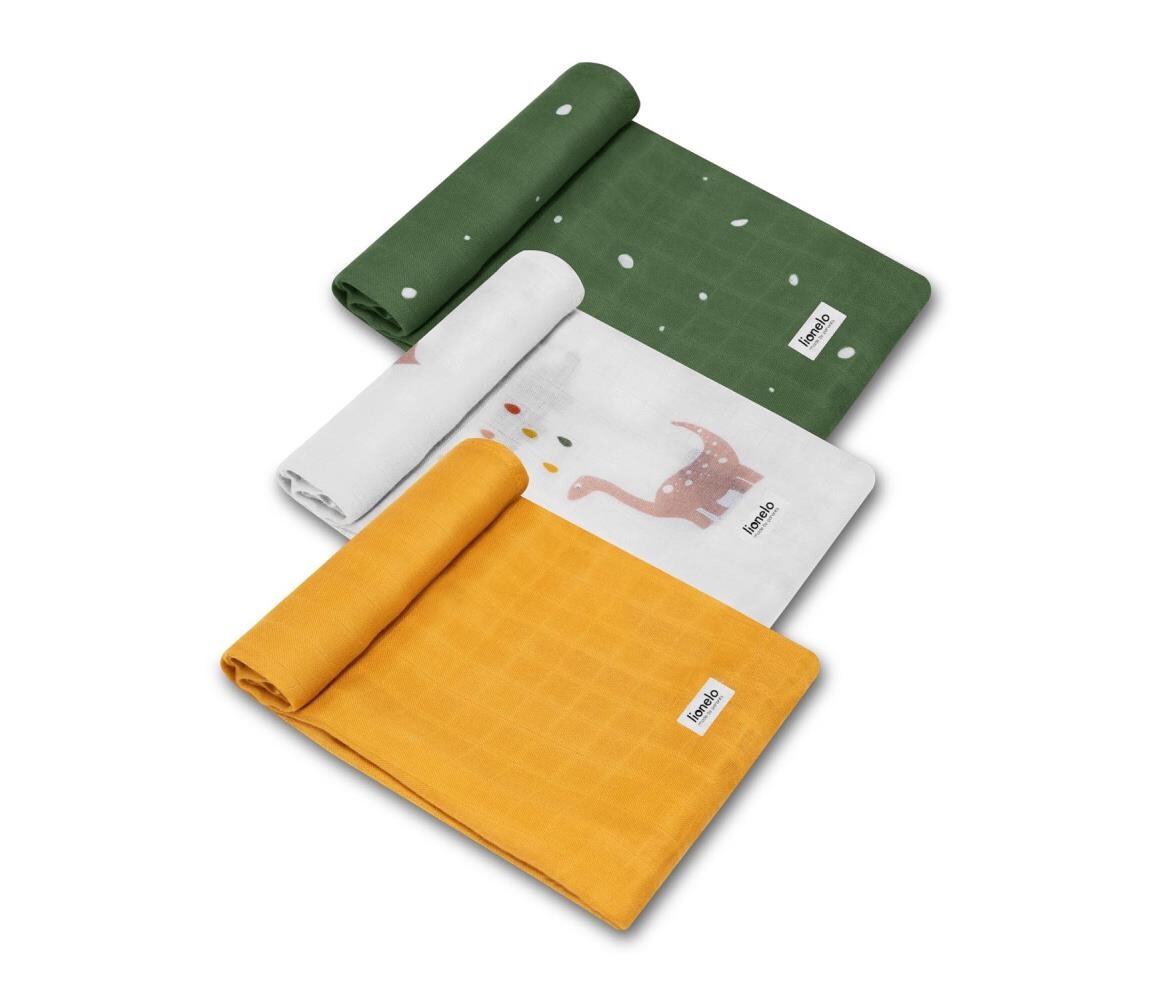 Lionelo Lionelo - SADA 3x Bambusová plena BAMBOO SET 70x70 cm Dino