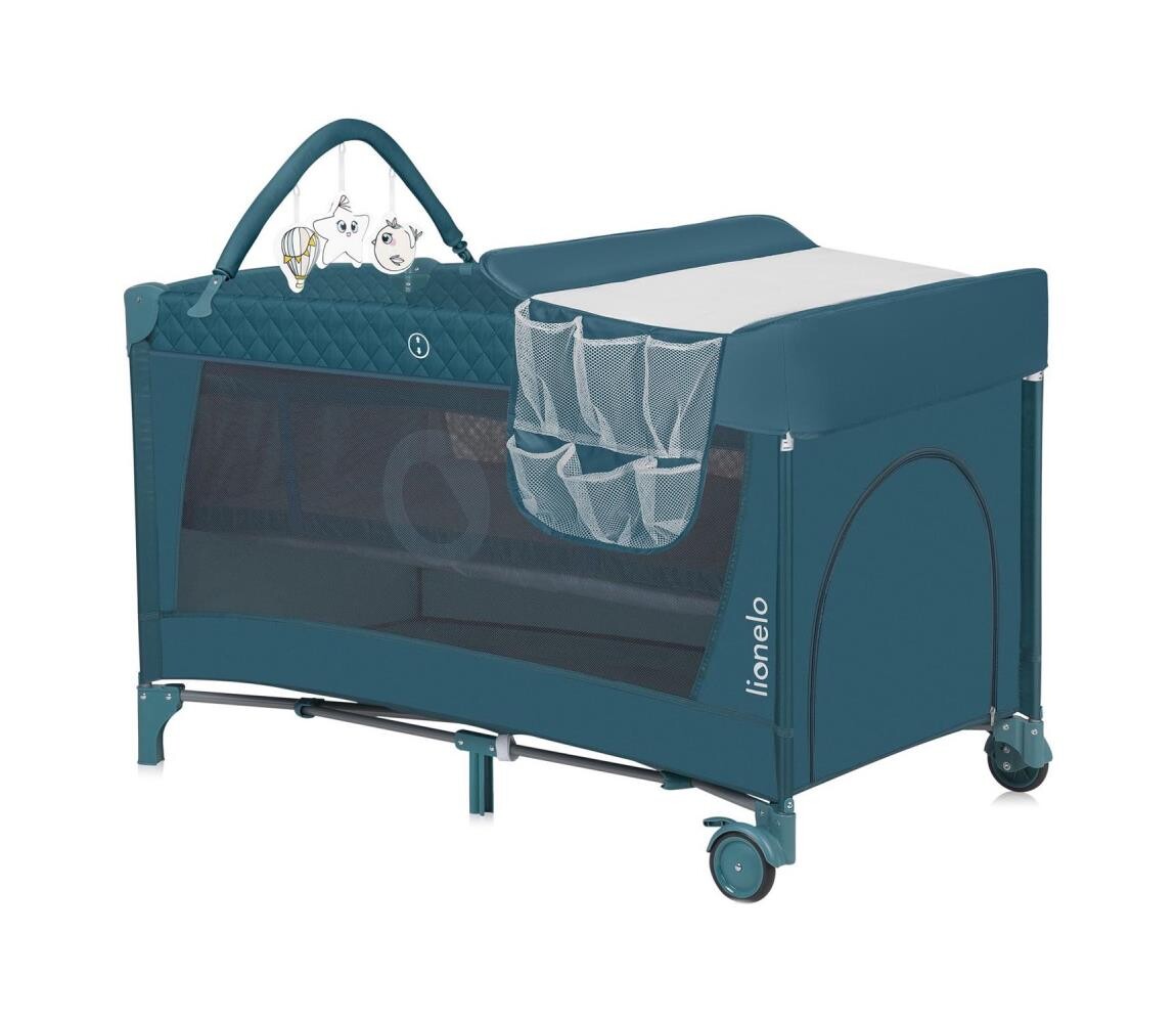 Lionelo Lionelo - Cestovní postýlka FLOWER Green Turquoise