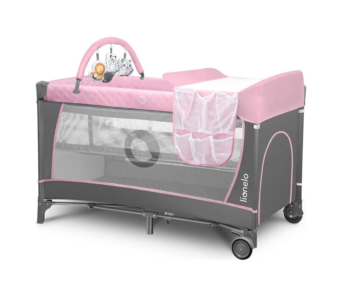 Lionelo Lionelo - Cestovní postýlka FLOWER Flamingo