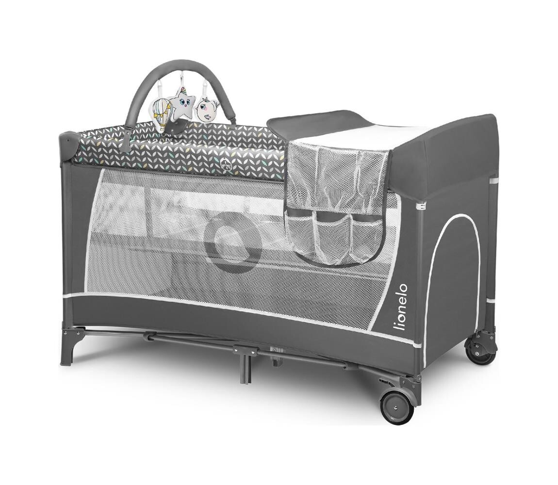 Lionelo Lionelo - Cestovní postýlka FLOWER Grey Scandi