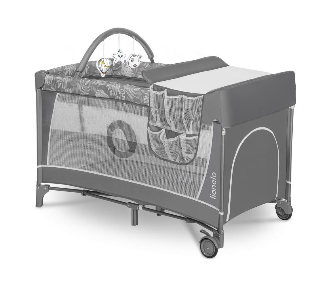 Lionelo Lionelo - Cestovní postýlka FLOWER Grey Stone