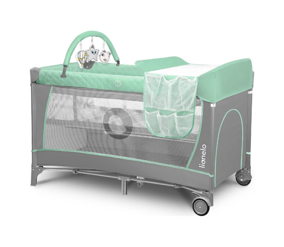 Lionelo Lionelo - Cestovní postýlka FLOWER Turquoise