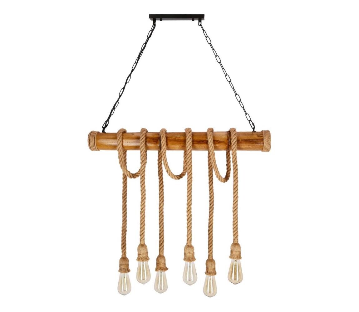 Lustr na řetězu VINT 6xE27/40W/230V bambus