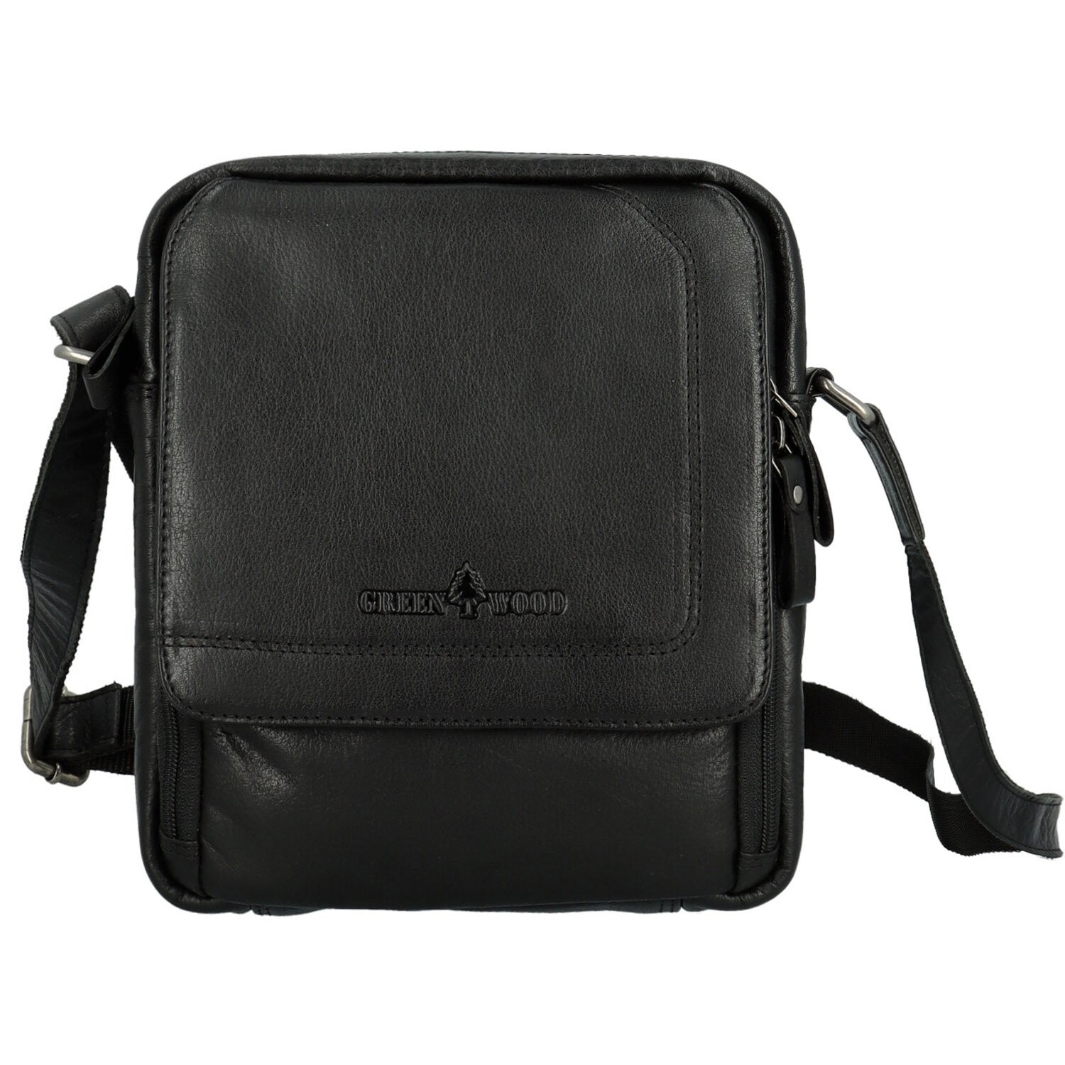 Pánská kožená crossbody taška černá - Greenwood Vaios černá