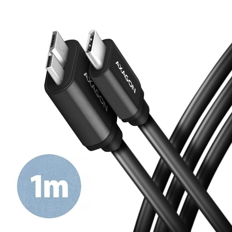 AXAGON BUMM3-CM10AB, SPEED kabel Micro-B USB USB-C, 1 m, USB 3.2 Gen 1, 3A, ALU, tpe, černý