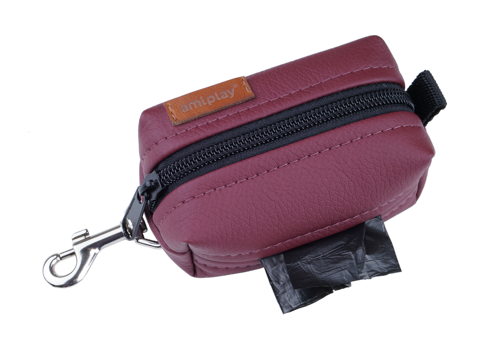 Pouzdro na sáčky na psí exkrementy PARIS vínová 9x5x4 cm